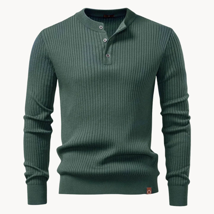 Men's Casual Knit Sweater Round Neck Button Closure Everyday Wear