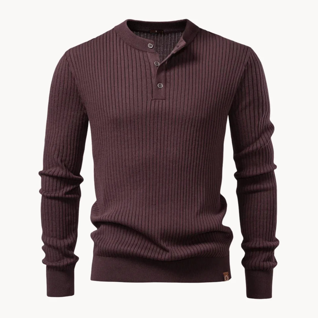 Men's Casual Knit Sweater Round Neck Button Closure Everyday Wear