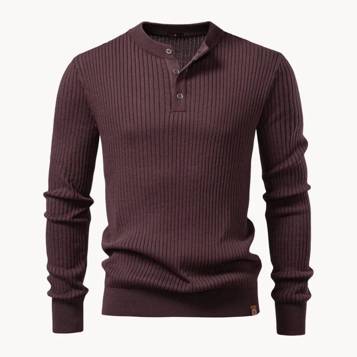 Men's Casual Knit Sweater Round Neck Button Closure Everyday Wear