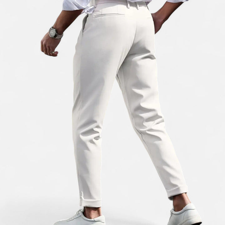 Men's Pleated Trousers Slim Fit Tailored Flat-Front Smart-Casual Office Formal Everyday Tapered Radcliff