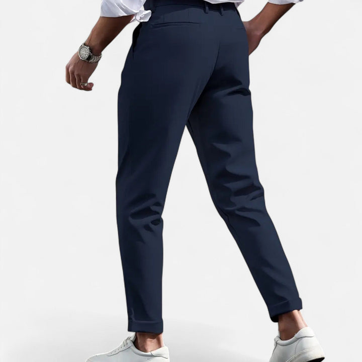 Men's Pleated Trousers Slim Fit Tailored Flat-Front Smart-Casual Office Formal Everyday Tapered Radcliff