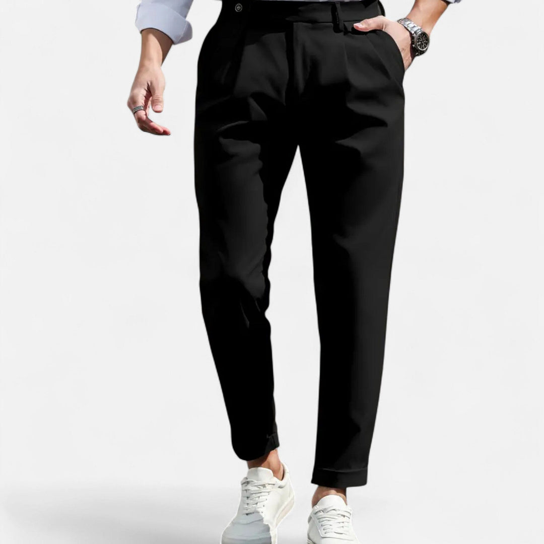 Men's Pleated Trousers Slim Fit Tailored Flat-Front Smart-Casual Office Formal Everyday Tapered Radcliff