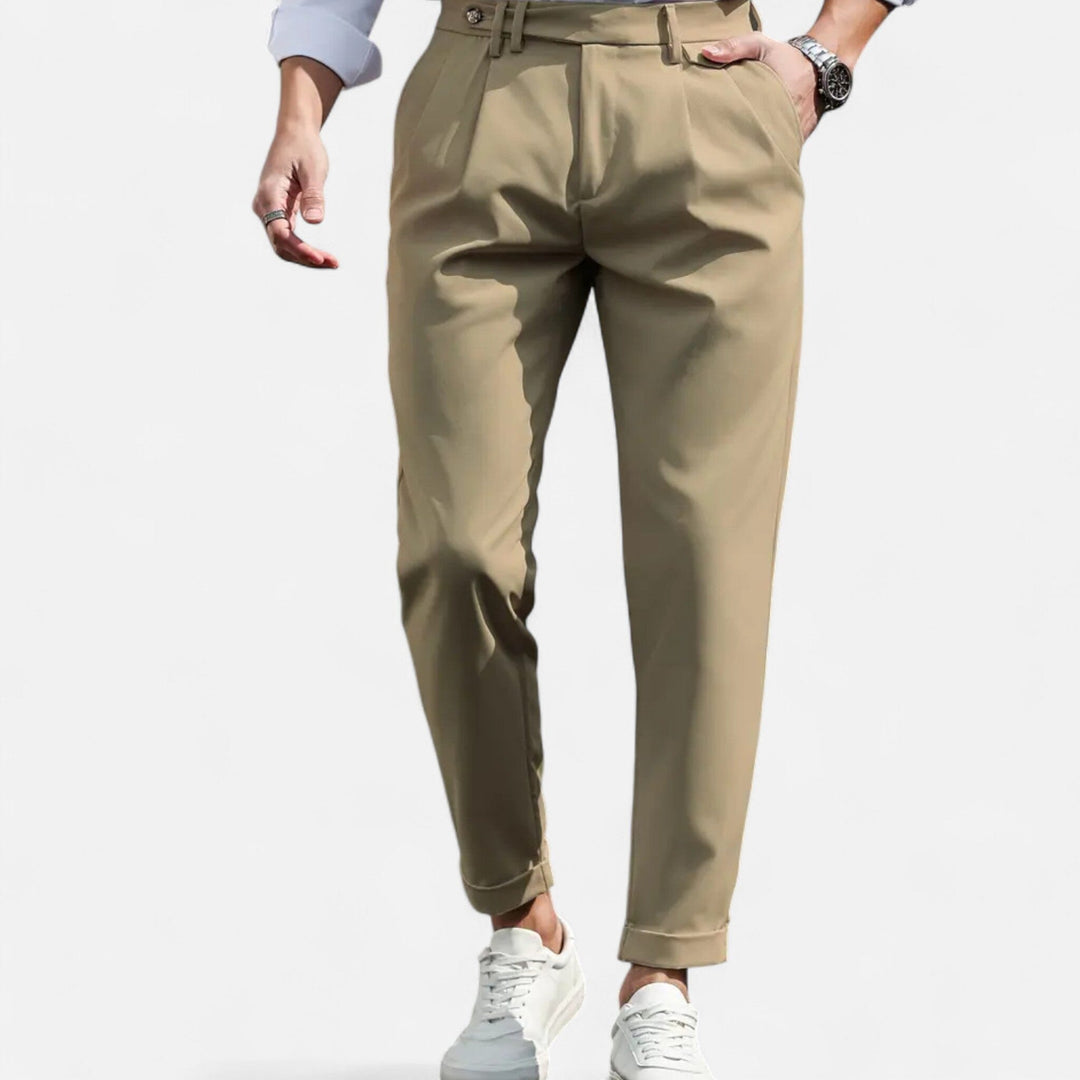 Men's Pleated Trousers Slim Fit Tailored Flat-Front Smart-Casual Office Formal Everyday Tapered Radcliff