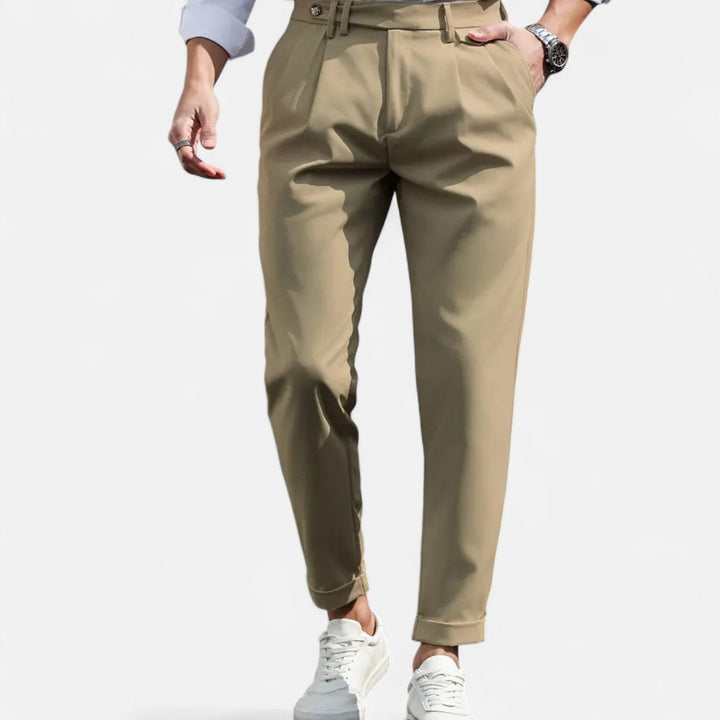 Men's Pleated Trousers Slim Fit Tailored Flat-Front Smart-Casual Office Formal Everyday Tapered Radcliff