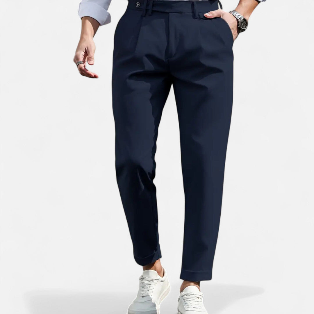 Men's Pleated Trousers Slim Fit Tailored Flat-Front Smart-Casual Office Formal Everyday Tapered Radcliff
