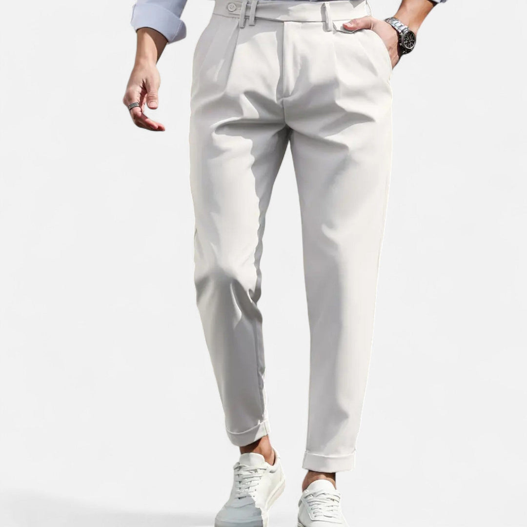 Men's Pleated Trousers Slim Fit Tailored Flat-Front Smart-Casual Office Formal Everyday Tapered Radcliff