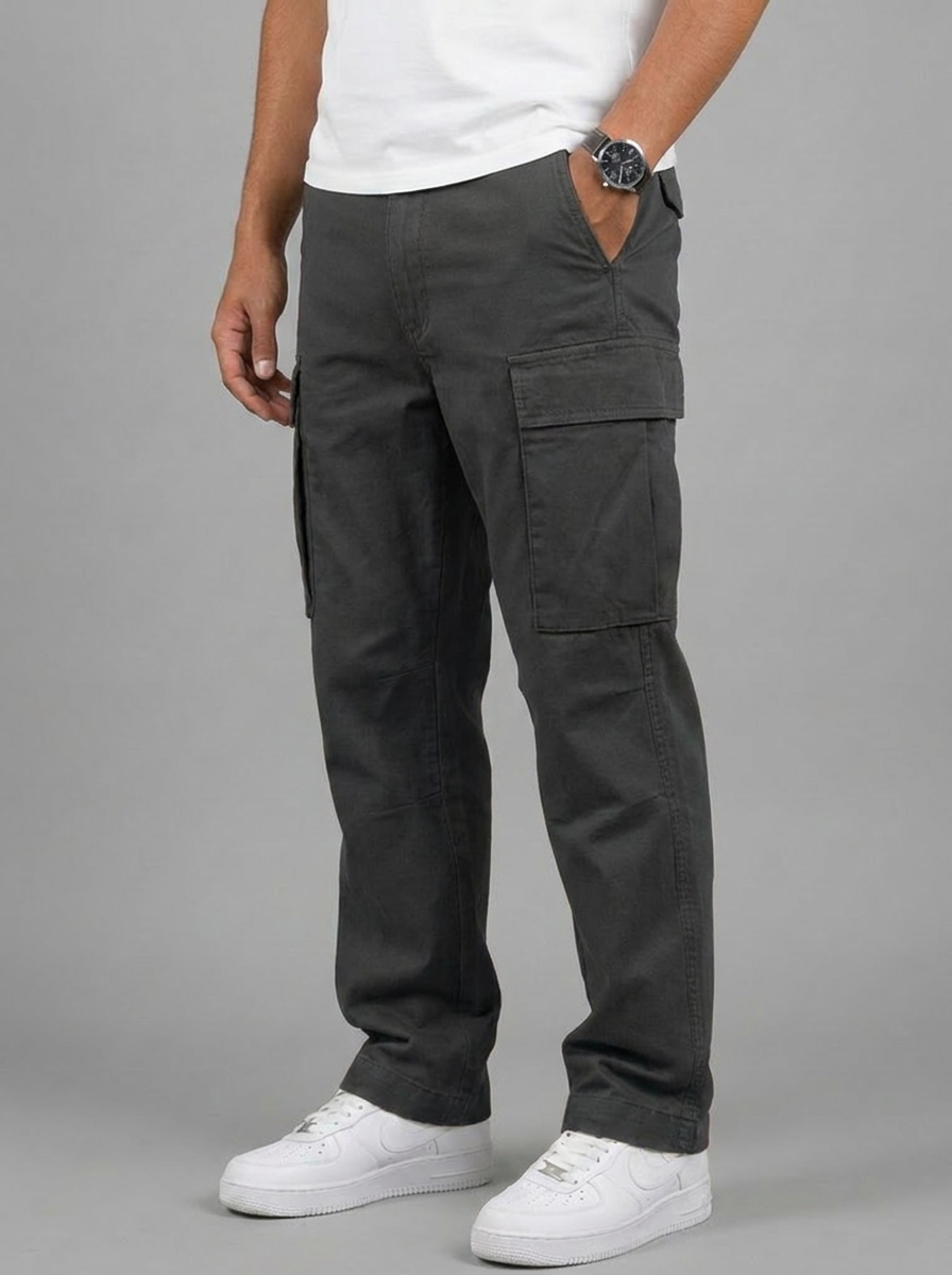 Men's Cargo Trousers Straight Leg Multi-Pocket Casual Everyday Utility