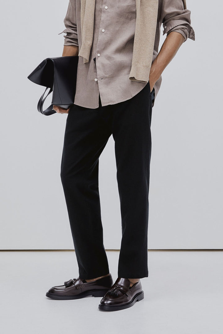 Men's Relaxed Fit Trousers Drawstring Elastic Waist Loose Tapered Casual Everyday Smart-Casual Lounge Halvard