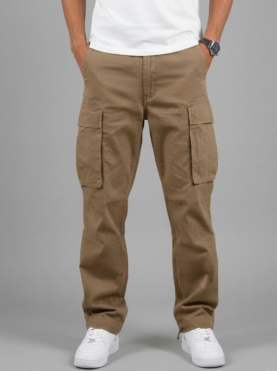 Men's Cargo Trousers Straight Leg Multi-Pocket Casual Everyday Utility