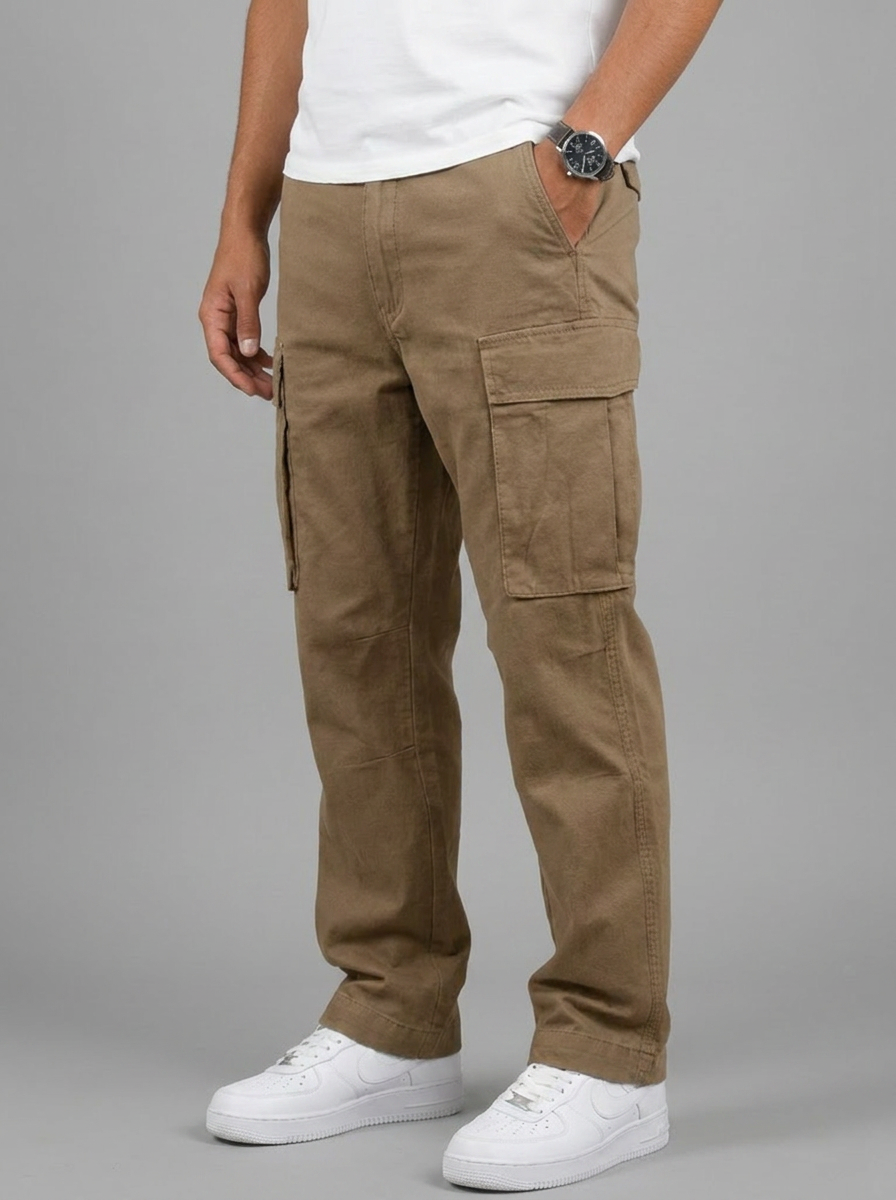 Men's Cargo Trousers Straight Leg Multi-Pocket Casual Everyday Utility