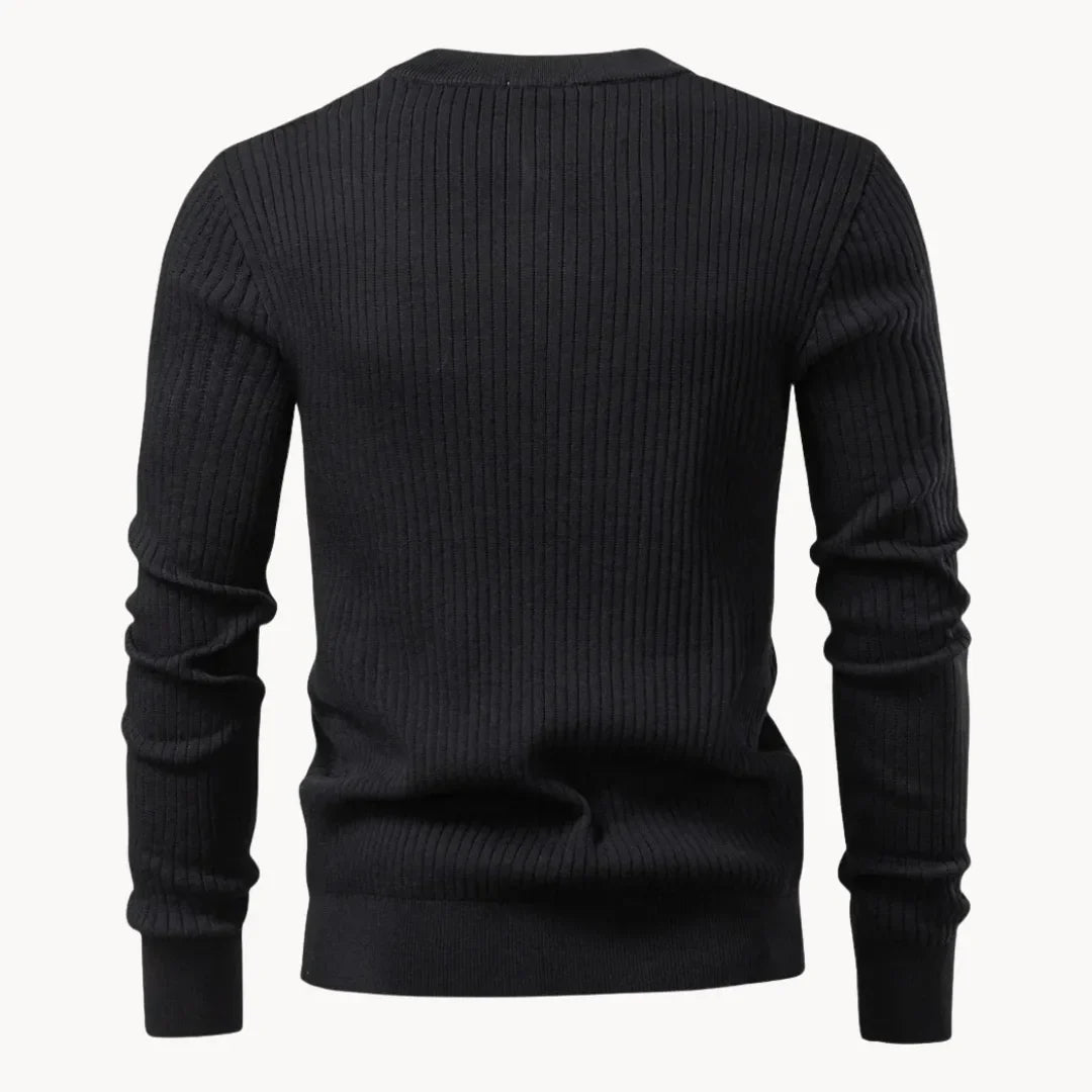 Men's Casual Knit Sweater Round Neck Button Closure Everyday Wear