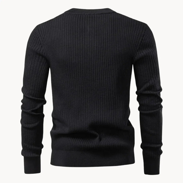 Men's Casual Knit Sweater Round Neck Button Closure Everyday Wear