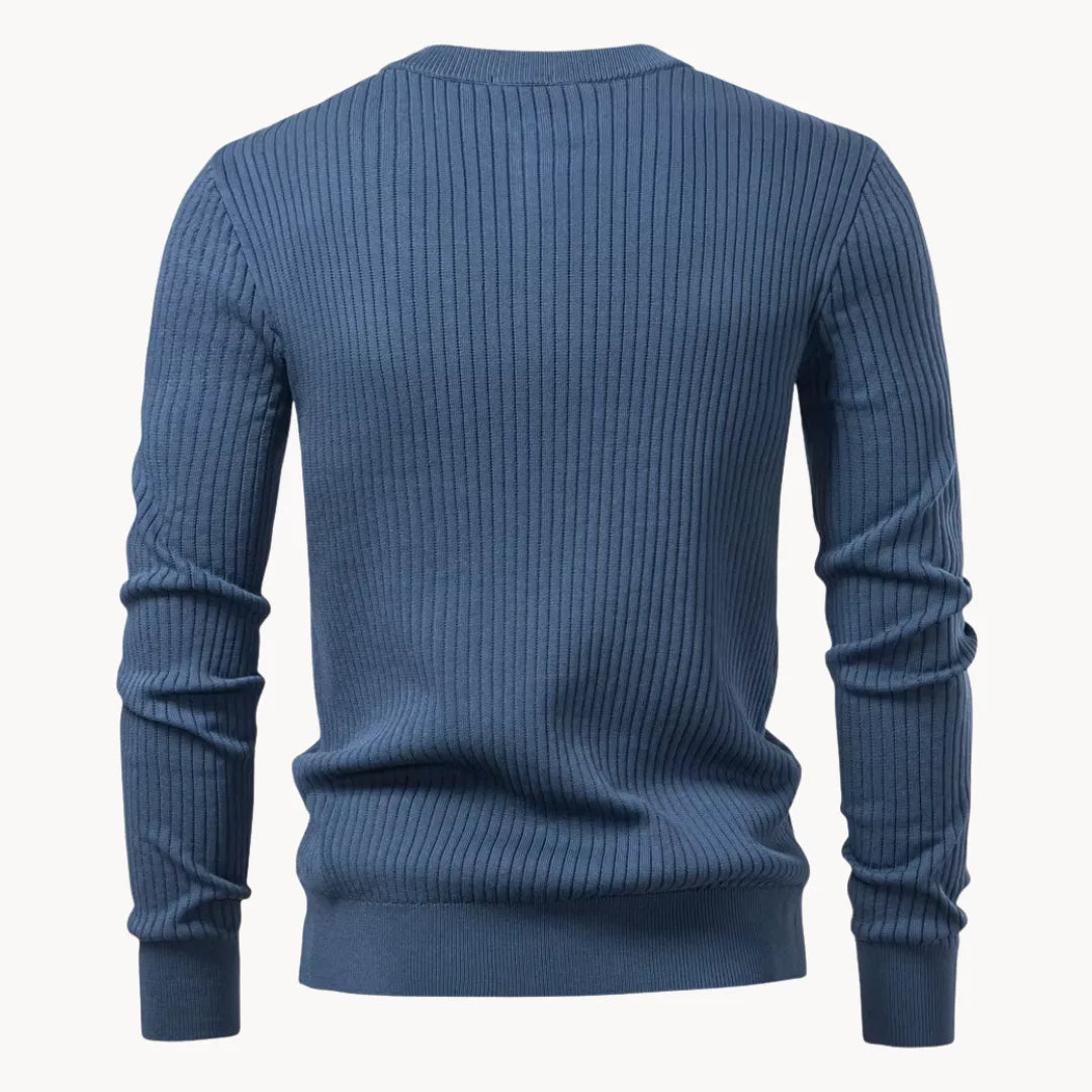 Men's Casual Knit Sweater Round Neck Button Closure Everyday Wear