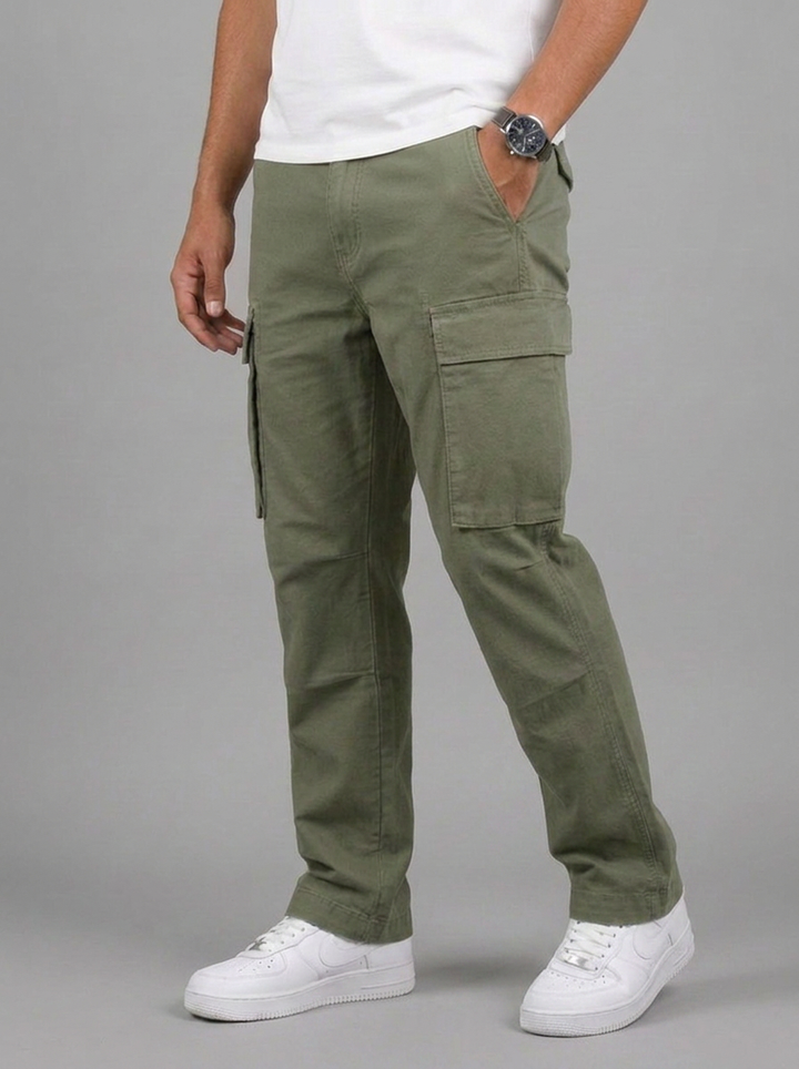 Men's Cargo Trousers Straight Leg Multi-Pocket Casual Everyday Utility