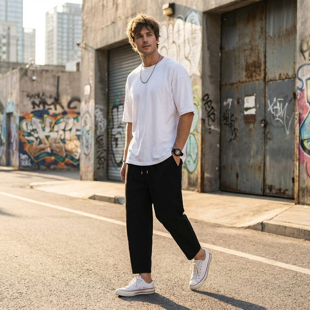 Men's Cropped Trousers Tapered Fit Flat-Front Smart-Casual Office Everyday Tailored Modern Versatile Relaxed