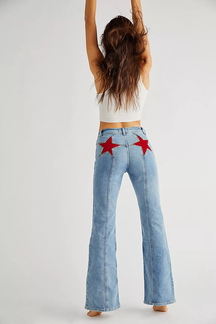 Kiki | Star-Embellished High-Waist Flared Jeans