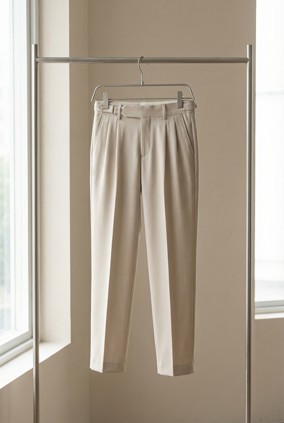 Men's Pleated Trousers Tapered Flat-Front Tailored Smart-Casual Office Formal Business Everyday Classic Versatile