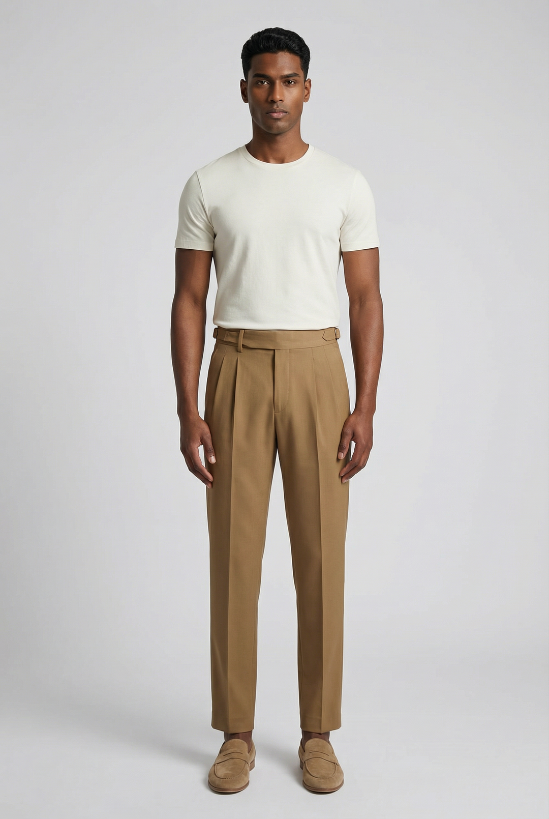 Men's Pleated Trousers Tapered Flat-Front Tailored Smart-Casual Office Formal Business Everyday Classic Versatile