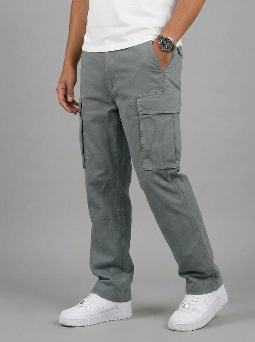 Men's Cargo Trousers Straight Leg Multi-Pocket Casual Everyday Utility