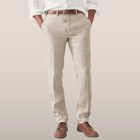 Men's Casual Trousers Regular Fit Flat-Front Tapered Smart-Casual Office Everyday Tailored Versatile Rockwell