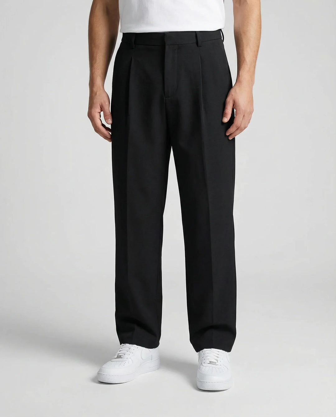 Men's Tailored Wide Leg Trousers Smart-Casual Relaxed Fit Classic Style Everyday