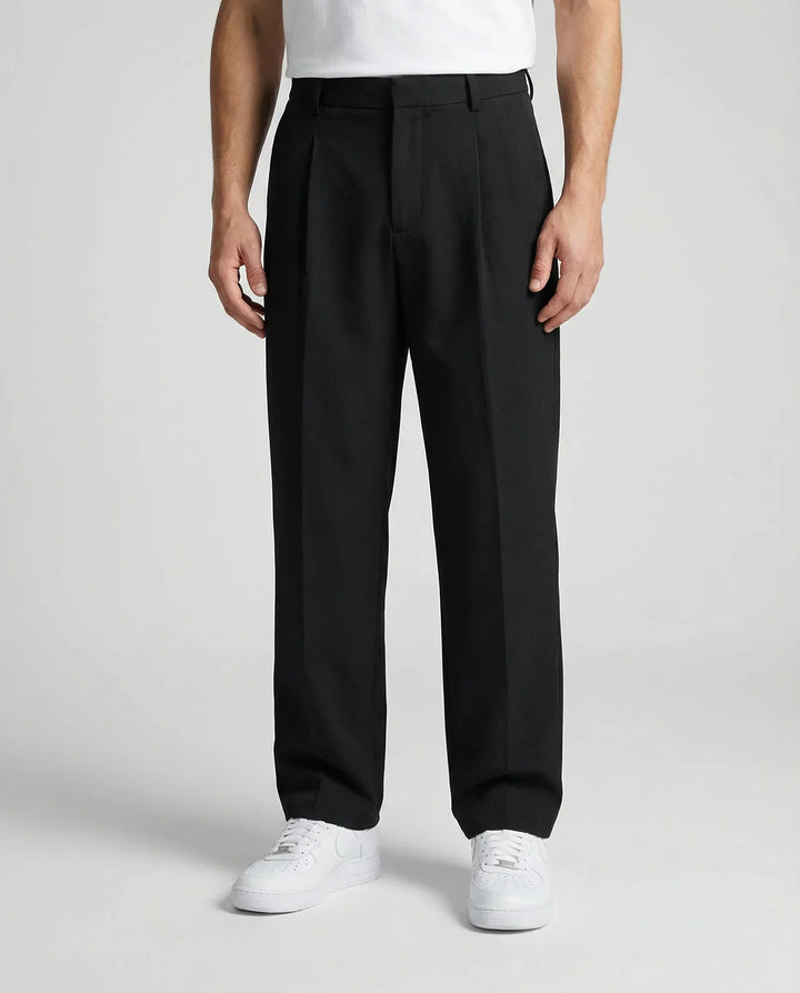 Men's Tailored Wide Leg Trousers Smart-Casual Relaxed Fit Classic Style Everyday