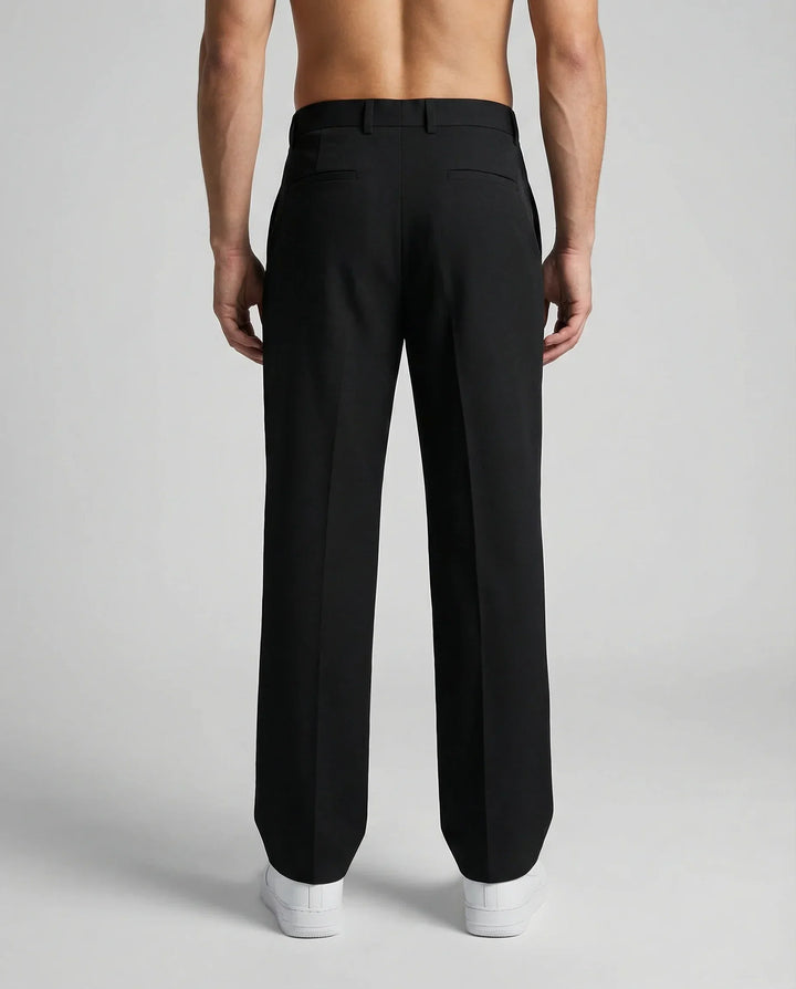 Men's Tailored Wide Leg Trousers Smart-Casual Relaxed Fit Classic Style Everyday