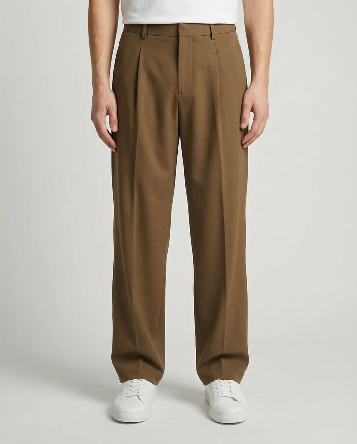 Men's Tailored Wide Leg Trousers Smart-Casual Relaxed Fit Classic Style Everyday