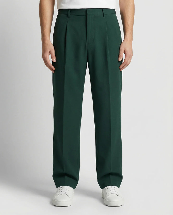 Men's Tailored Wide Leg Trousers Smart-Casual Relaxed Fit Classic Style Everyday