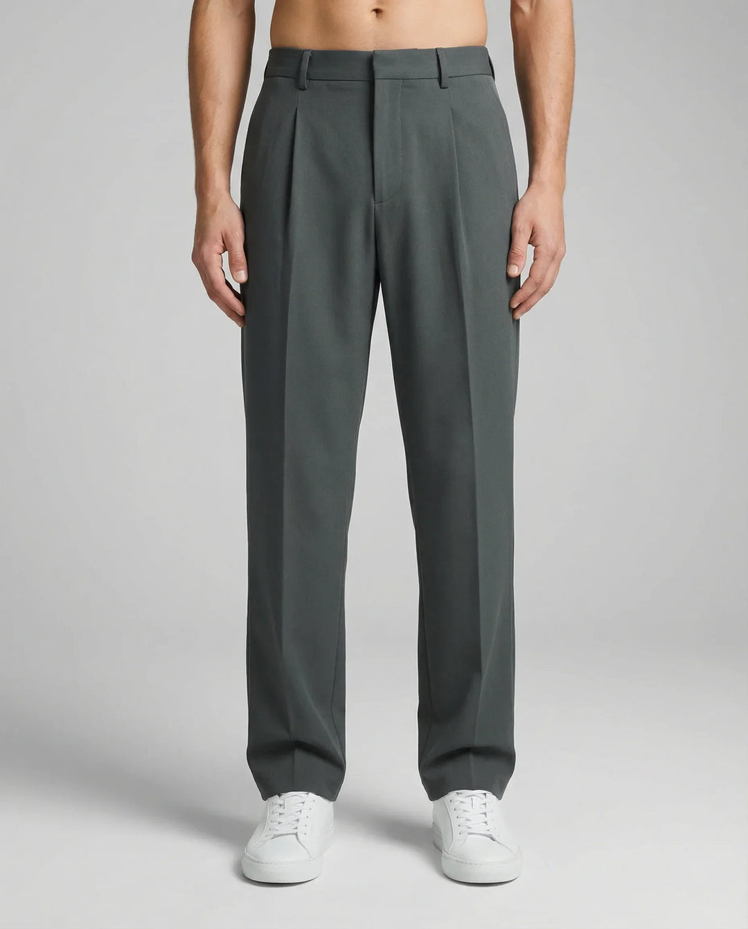 Men's Tailored Wide Leg Trousers Smart-Casual Relaxed Fit Classic Style Everyday