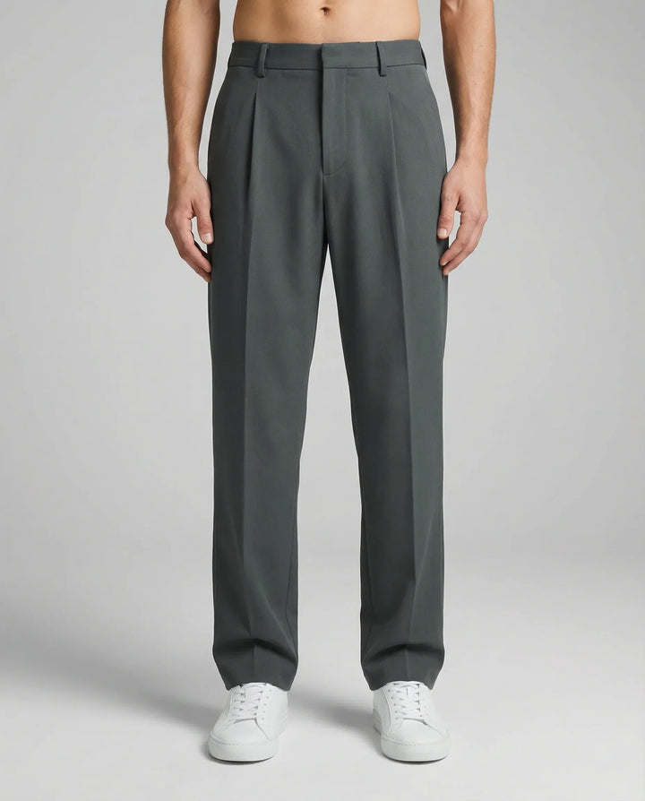 Men's Tailored Wide Leg Trousers Smart-Casual Relaxed Fit Classic Style Everyday