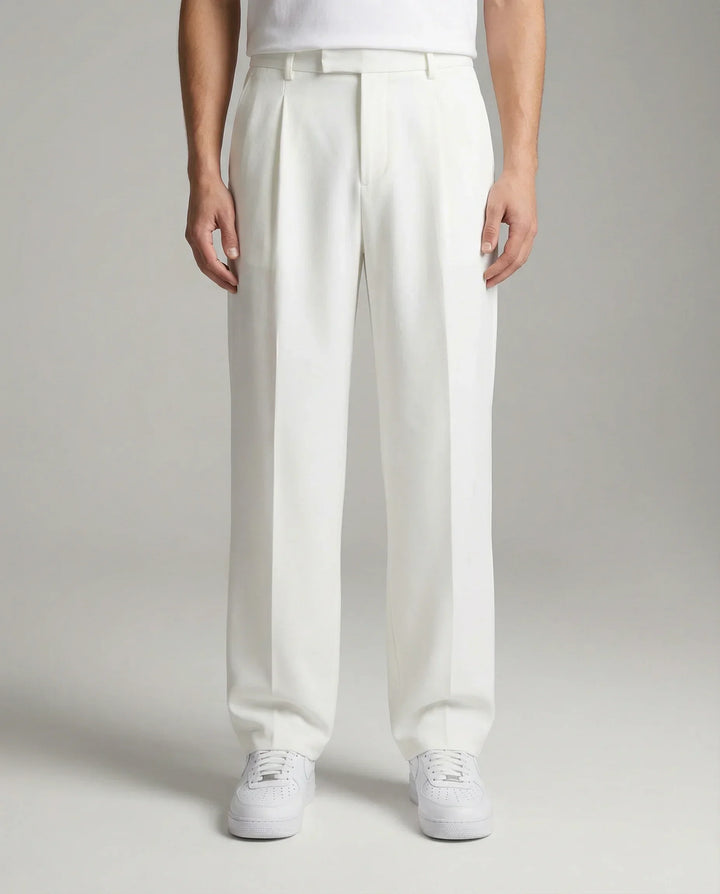 Men's Tailored Wide Leg Trousers Smart-Casual Relaxed Fit Classic Style Everyday