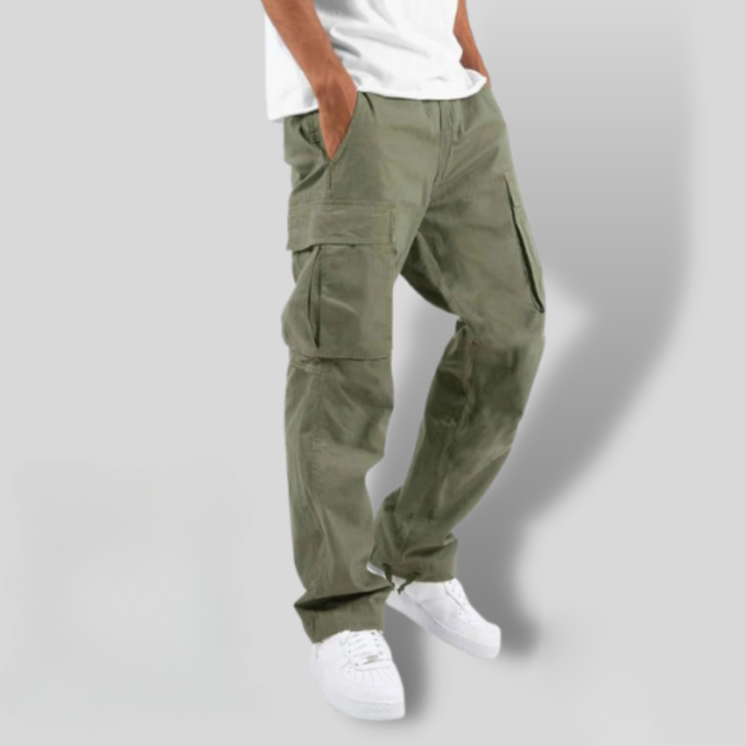 Men's Cargo Trousers Loose Fit Utility Pockets Drawstring Casual Streetwear Workwear Everyday Seth