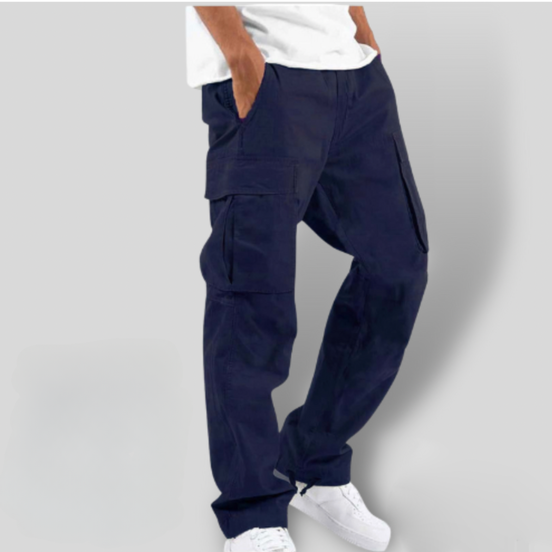 Men's Cargo Trousers Loose Fit Utility Pockets Drawstring Casual Streetwear Workwear Everyday Seth