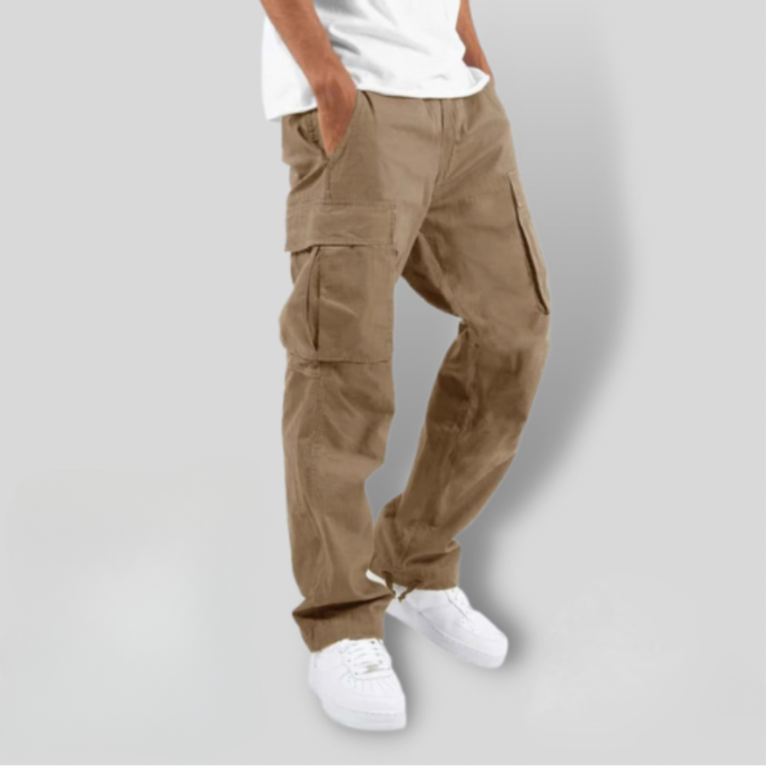 Men's Cargo Trousers Loose Fit Utility Pockets Drawstring Casual Streetwear Workwear Everyday Seth