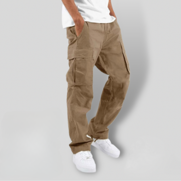 Men's Cargo Trousers Loose Fit Utility Pockets Drawstring Casual Streetwear Workwear Everyday Seth