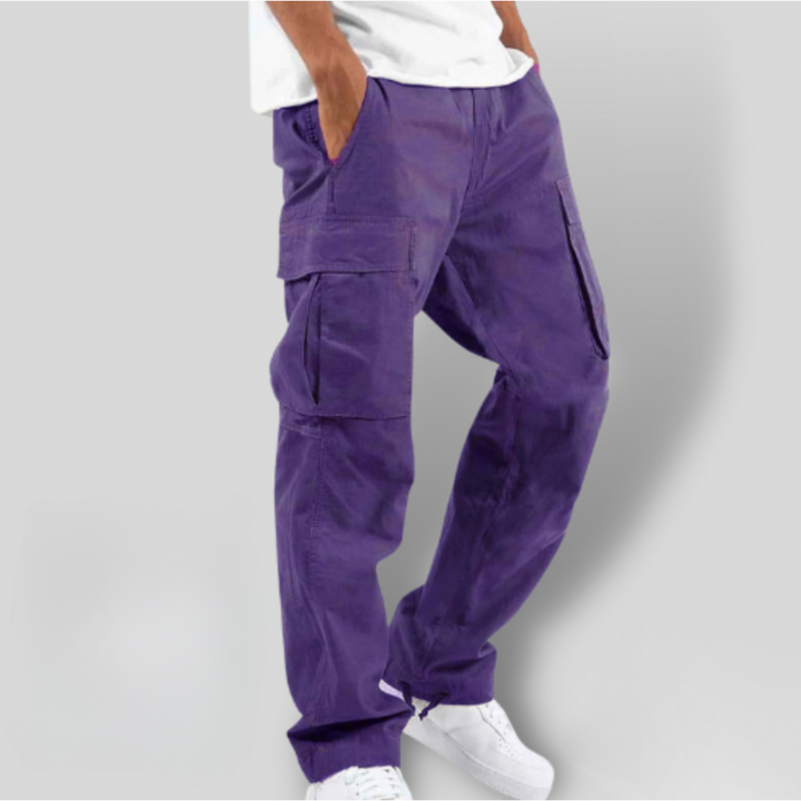 Men's Cargo Trousers Loose Fit Utility Pockets Drawstring Casual Streetwear Workwear Everyday Seth