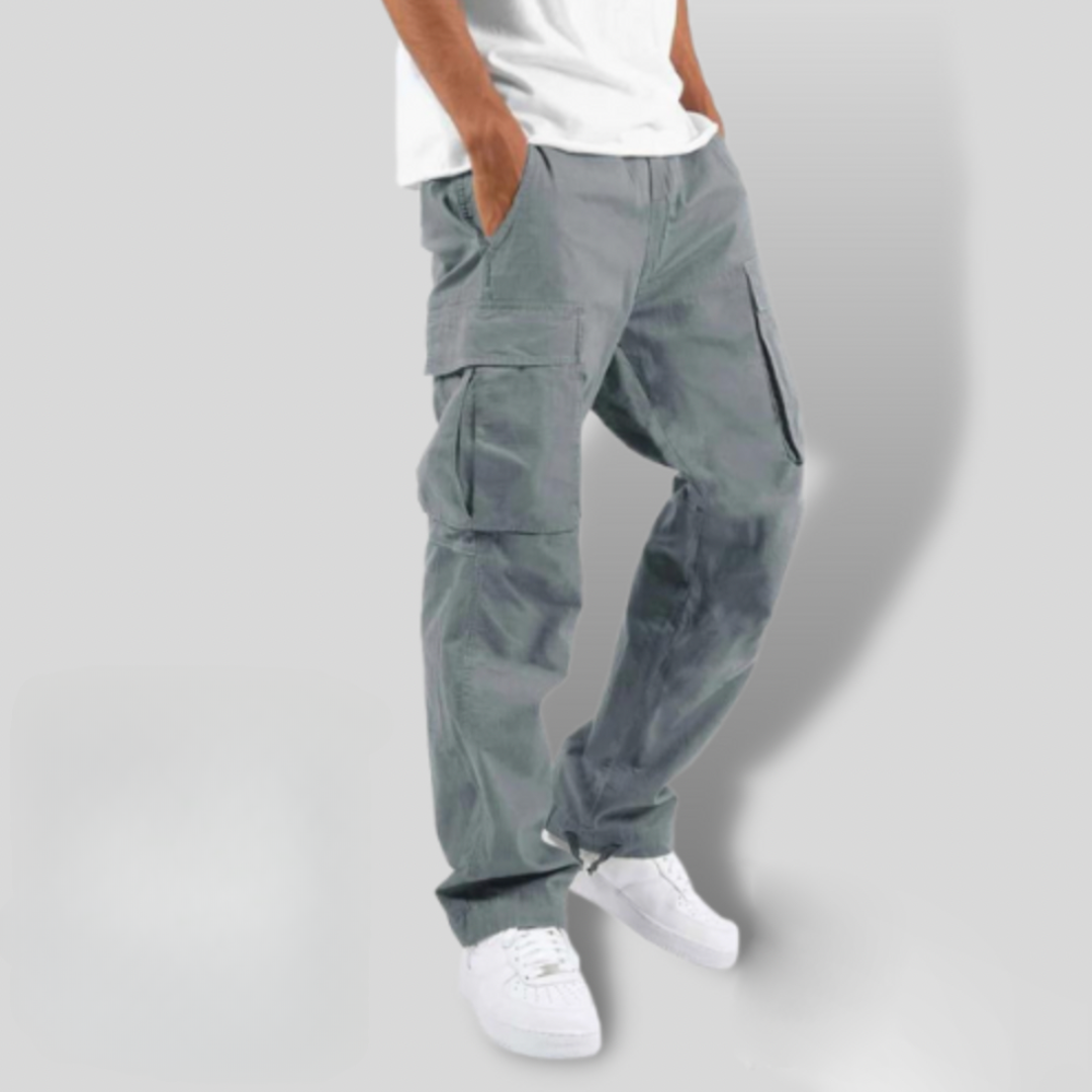 Men's Cargo Trousers Loose Fit Utility Pockets Drawstring Casual Streetwear Workwear Everyday Seth