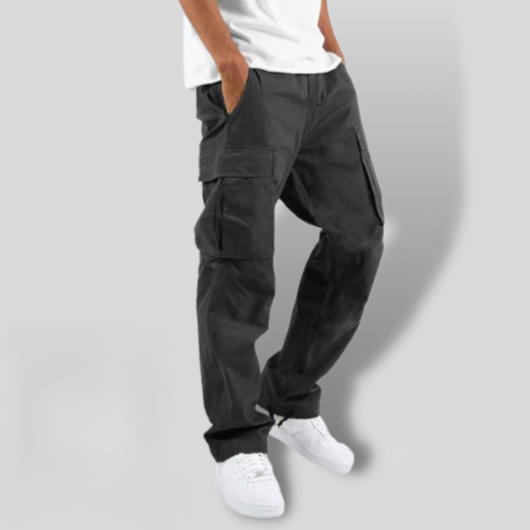 Men's Cargo Trousers Loose Fit Utility Pockets Drawstring Casual Streetwear Workwear Everyday Seth