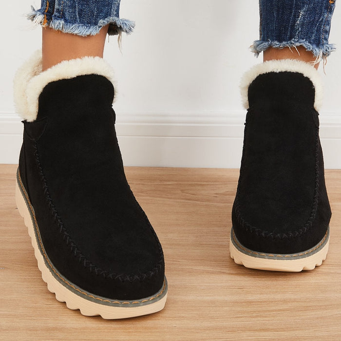 Lyn | Women's Faux Fur Trim Suede Winter Boot
