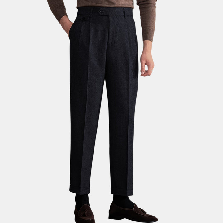 Men's Dress Trousers Slim Fit Vintage Flat-Front Tailored Smart-Casual Office Formal Everyday Edmund