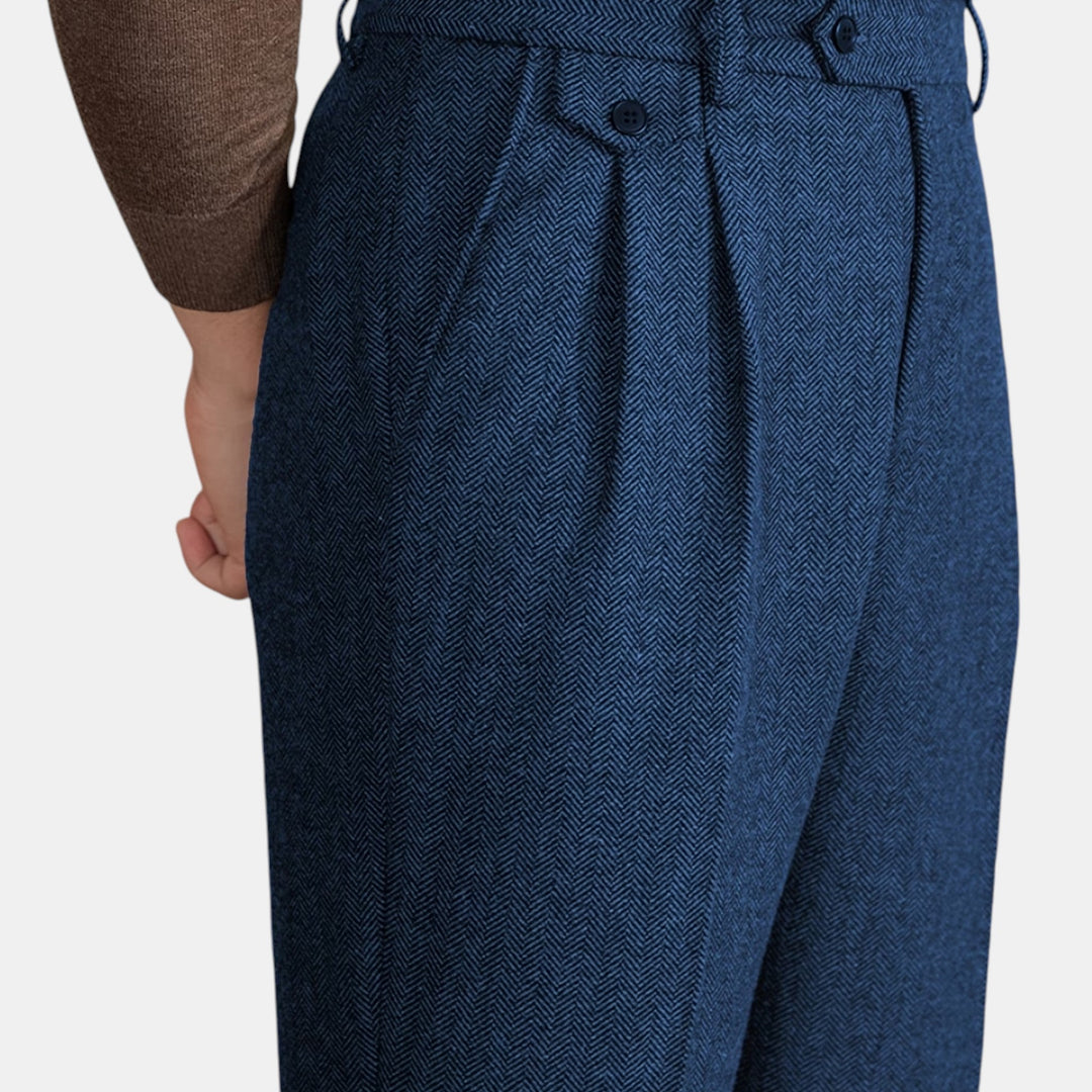 Men's Dress Trousers Slim Fit Vintage Flat-Front Tailored Smart-Casual Office Formal Everyday Edmund