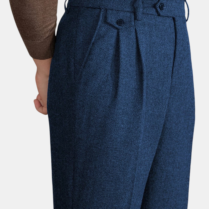 Men's Dress Trousers Slim Fit Vintage Flat-Front Tailored Smart-Casual Office Formal Everyday Edmund