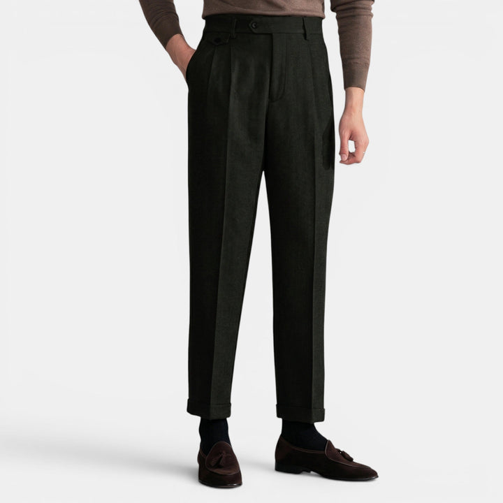 Men's Dress Trousers Slim Fit Vintage Flat-Front Tailored Smart-Casual Office Formal Everyday Edmund
