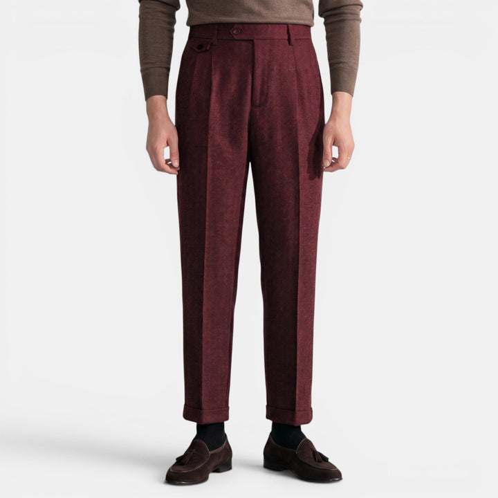 Men's Dress Trousers Slim Fit Vintage Flat-Front Tailored Smart-Casual Office Formal Everyday Edmund