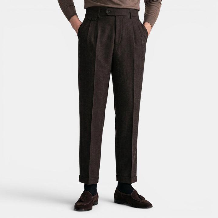 Men's Dress Trousers Slim Fit Vintage Flat-Front Tailored Smart-Casual Office Formal Everyday Edmund