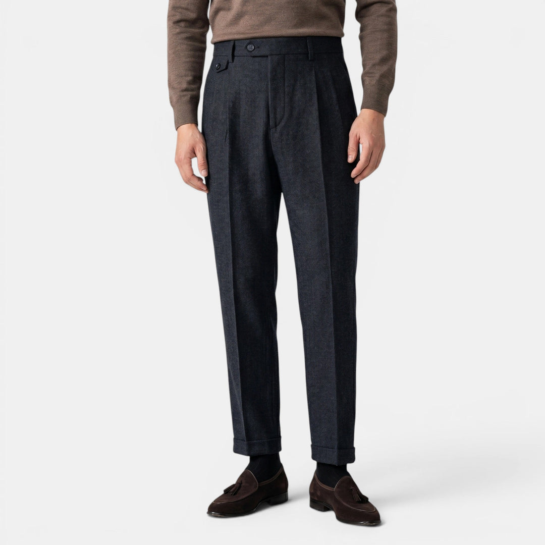 Men's Dress Trousers Slim Fit Vintage Flat-Front Tailored Smart-Casual Office Formal Everyday Edmund