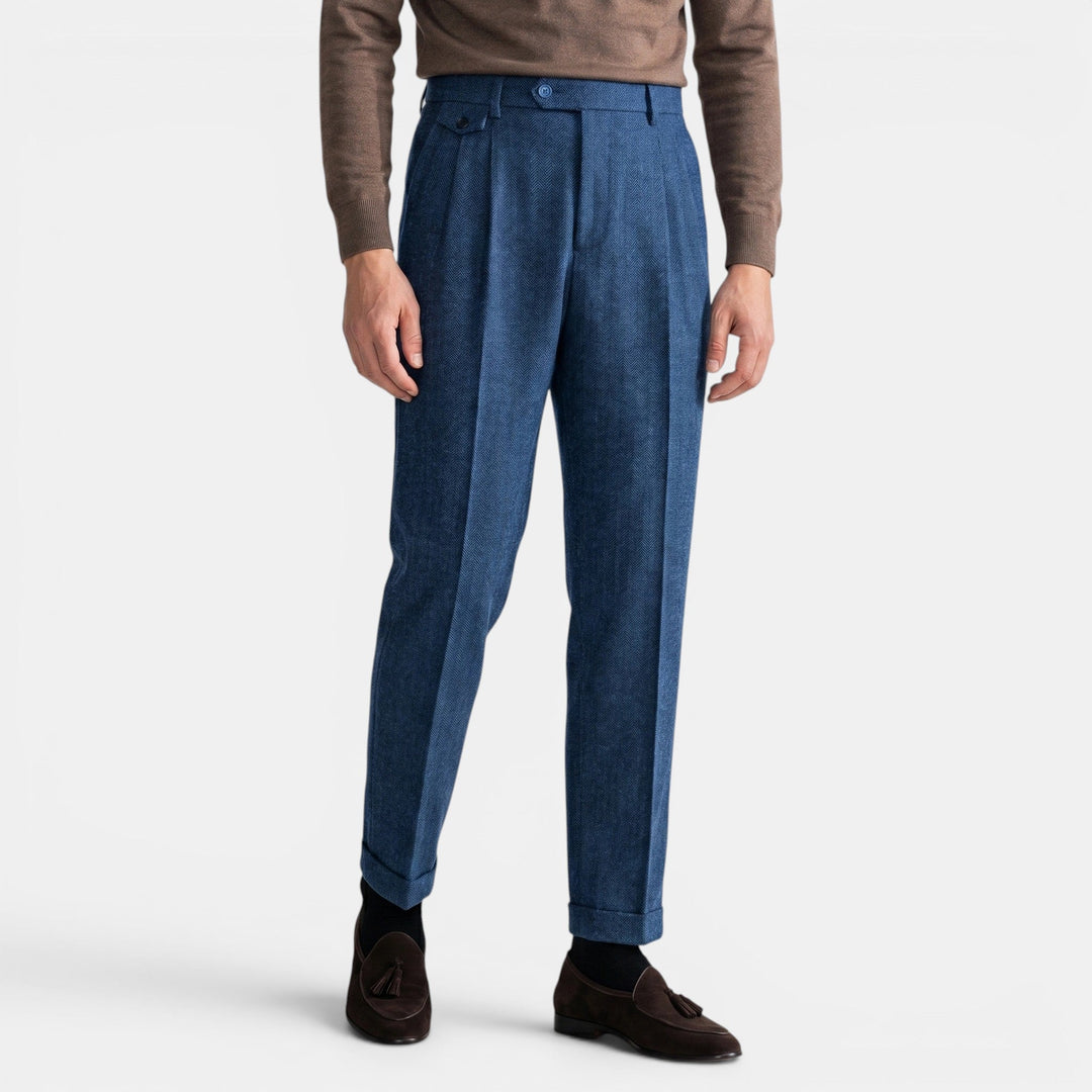 Men's Dress Trousers Slim Fit Vintage Flat-Front Tailored Smart-Casual Office Formal Everyday Edmund