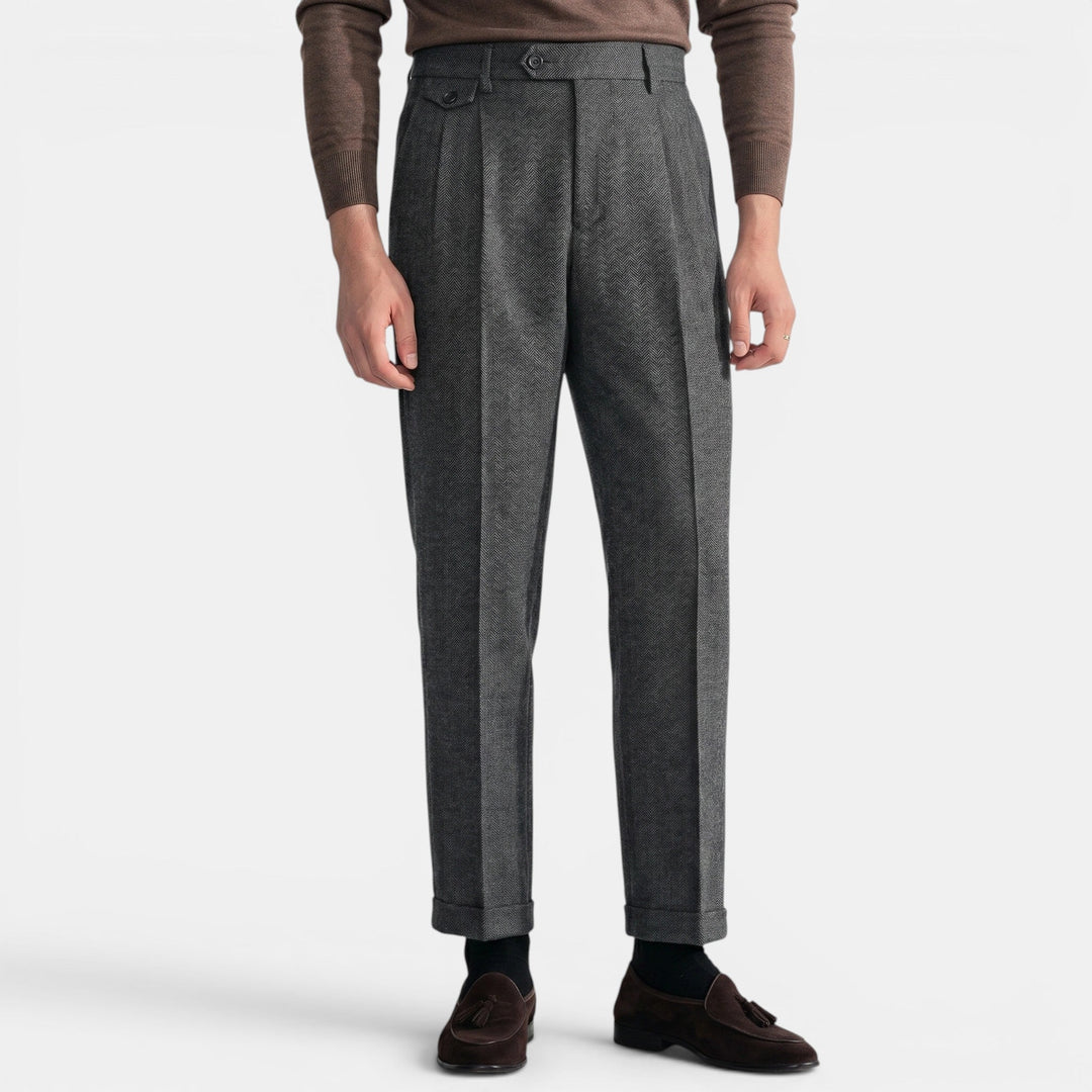 Men's Dress Trousers Slim Fit Vintage Flat-Front Tailored Smart-Casual Office Formal Everyday Edmund