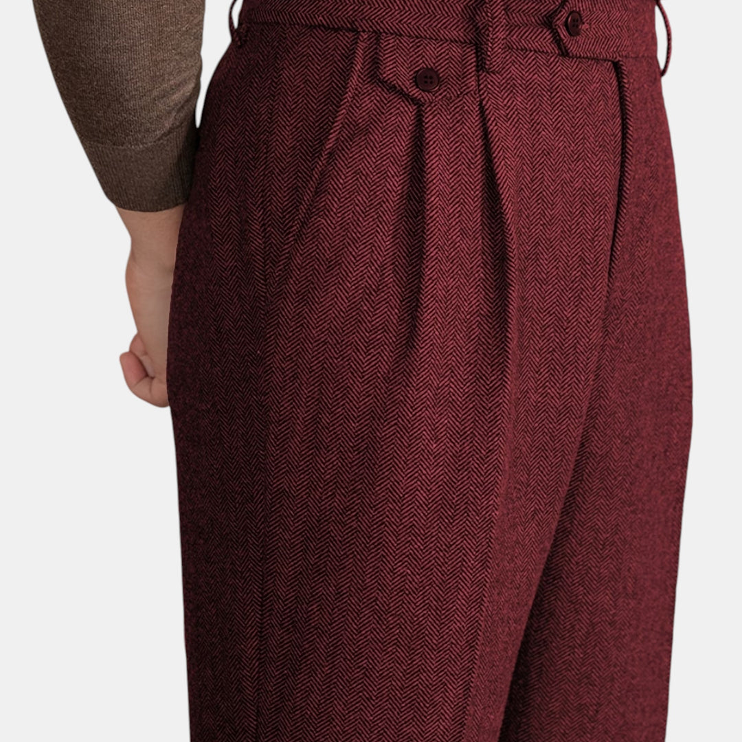 Men's Dress Trousers Slim Fit Vintage Flat-Front Tailored Smart-Casual Office Formal Everyday Edmund